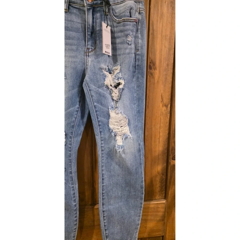 Judy Blue Mommin' Ain't Easy Boyfriend Jeans Womens 1/25 Relaxed Distressed‎ NWT - Picture 3 of 12